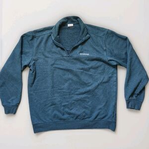 Columbia Sportswear Teal Fleece 1/4 Zip Pullover Sweatshirt Mens XL GUC